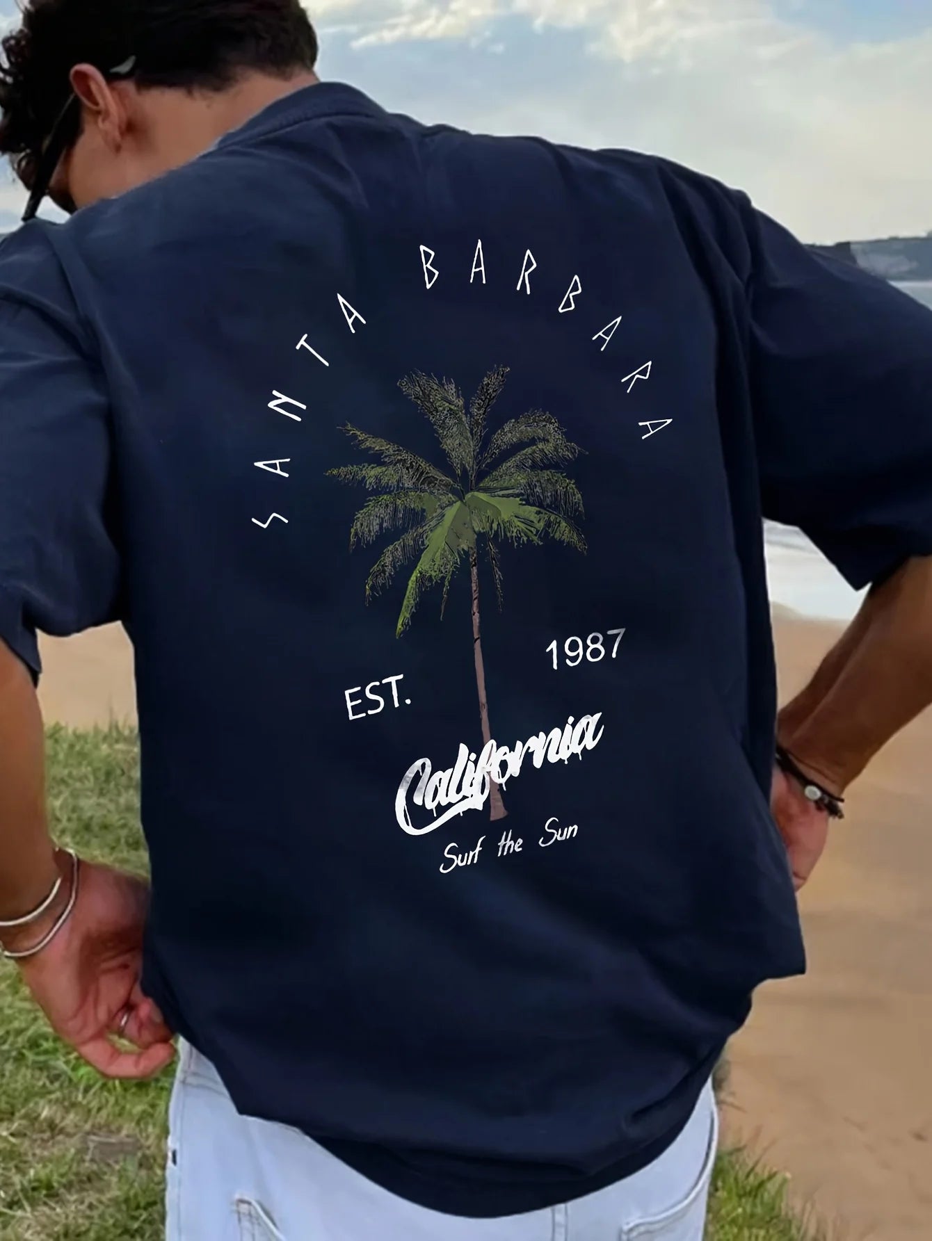 Men's Coconut Tree Print Cotton Tee | Relaxed Summer Fit