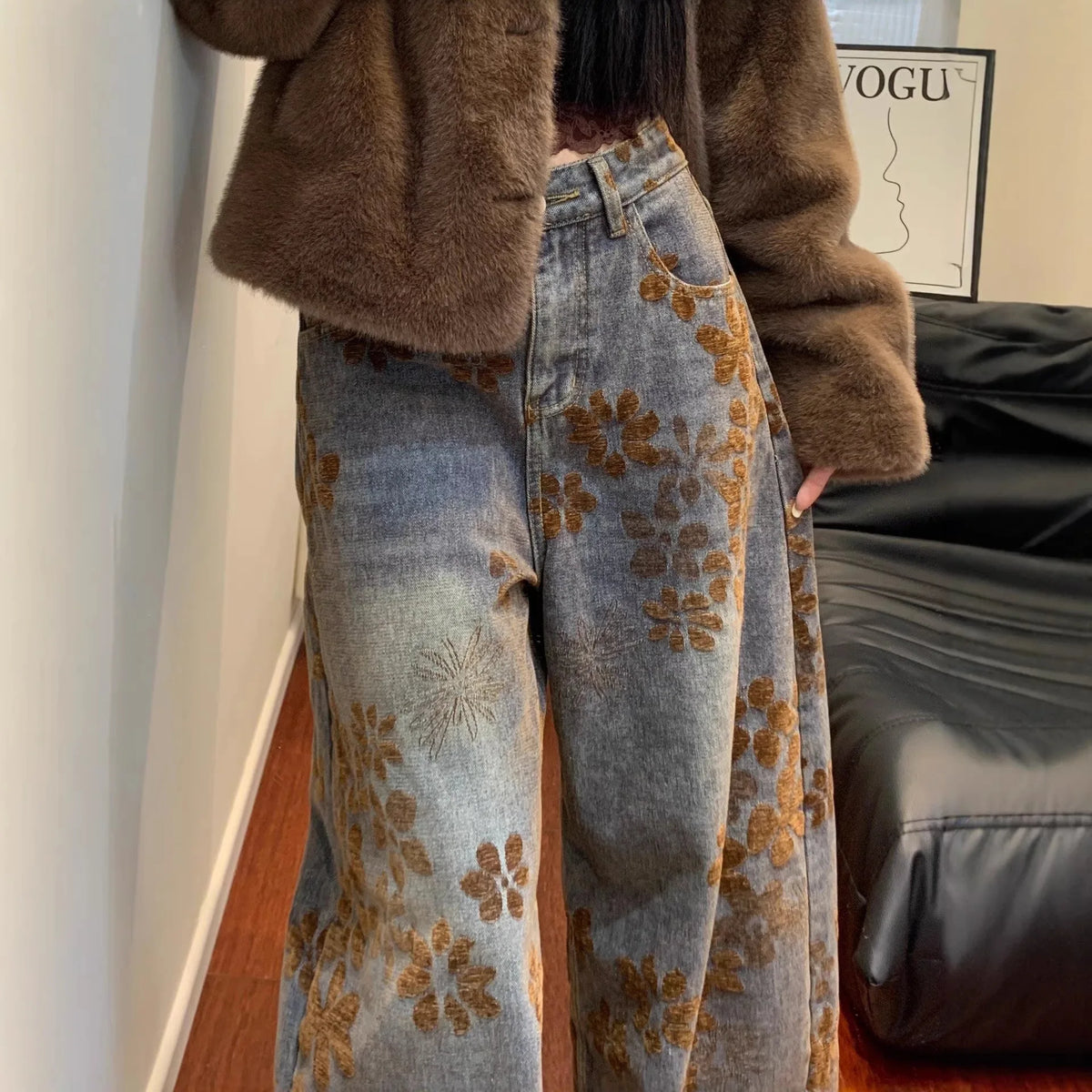 Women's High-Waist Wide-Leg Vintage Jeans