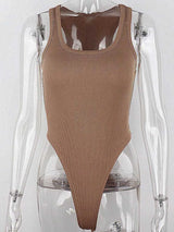 Women's Sleeveless Off-Shoulder Halter Knit Bodysuit