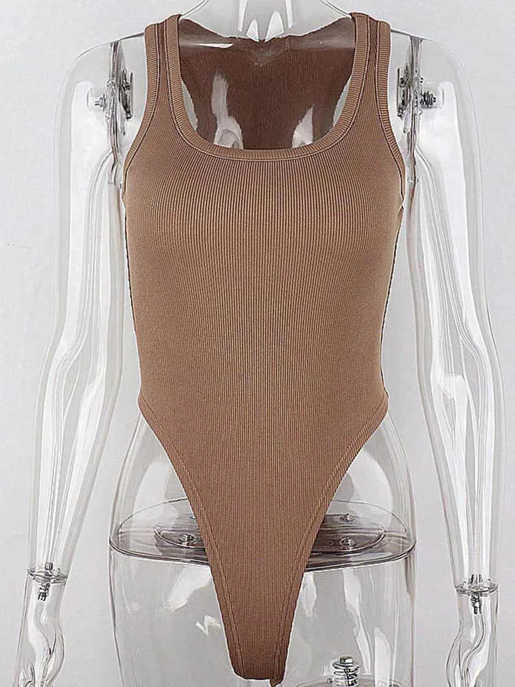 Women's Sleeveless Off-Shoulder Halter Knit Bodysuit