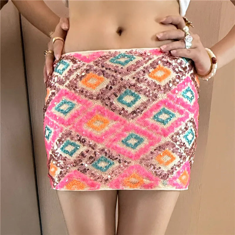 Sparkly Sequin Y2K Mini Skirt