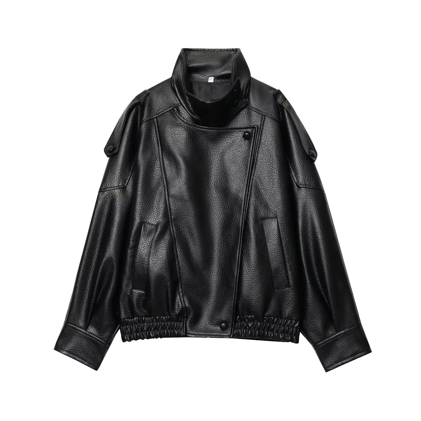 Women Fashion Leather Jacket Autumn Winter Loose Causal PU Faux Leather Jackets Coat Fashion Street Motorcycle Jackets