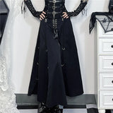 Gothic High-Waist A-Line Midi Skirt | Harajuku Grunge Y2K