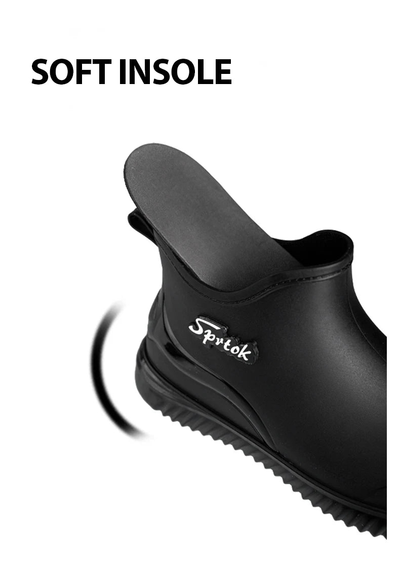 Fashionable Adult Short Rain Boots Waterproof Ankle Shoes Anti-Slip Durable Rubber Footwear For Men Women Suitable for Rainy Day