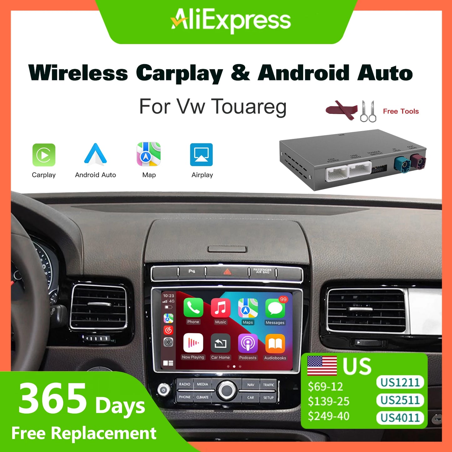 Wireless CarPlay & Android Auto for VW Touareg 7P RNS850
