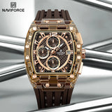 Men's Sport Chronograph – Waterproof Silicone Strap Tonneau Watch