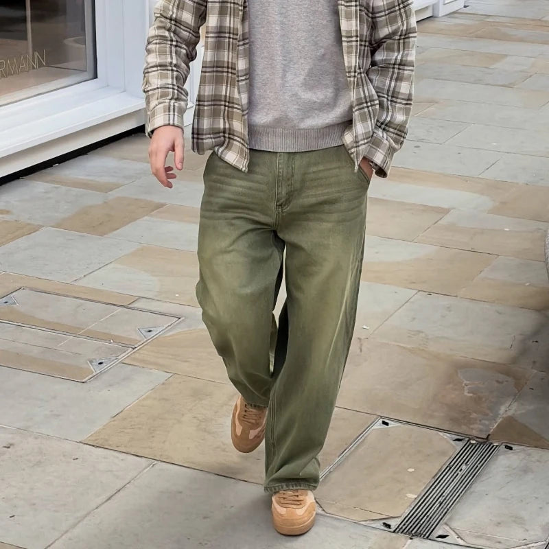 Matcha Green Baggy Jeans | Y2K Retro Denim