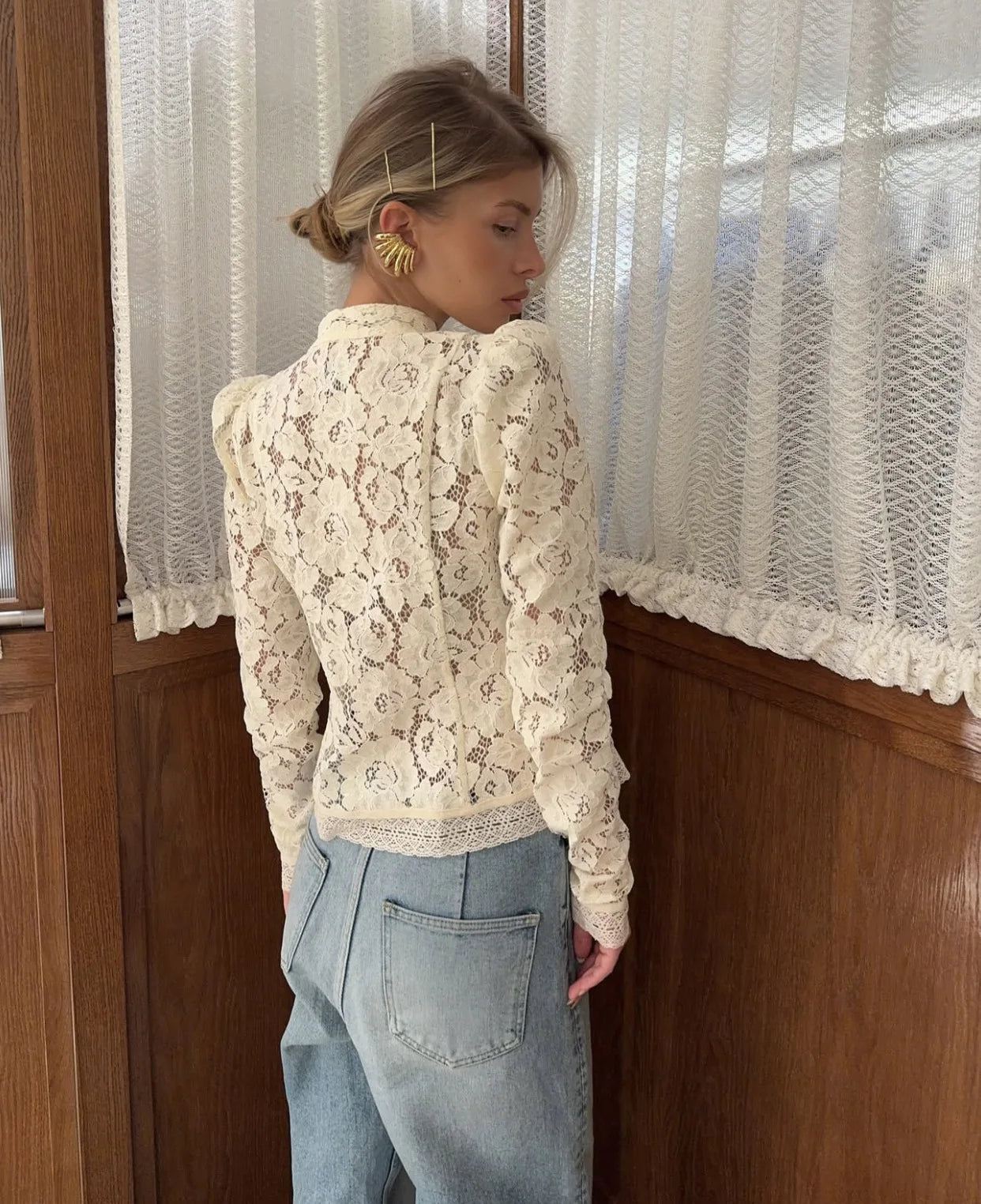 Summer Elegant Lace Hollow Out Party Blouse