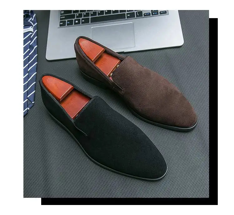 New In Red Bottom Shoes for Men Loafers Flock Solid Slip-On Party Men Dress Shoes Size 38-48 Free Shipping Men Shoes