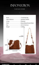 CH New Jacquard Letter Women Bucket Bag Wide Printed Strap Crossbody Purse Large Capacity Ladies Casual Daily Handbag Gift