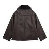 Women’s Oversized Faux Leather Bomber Jacket