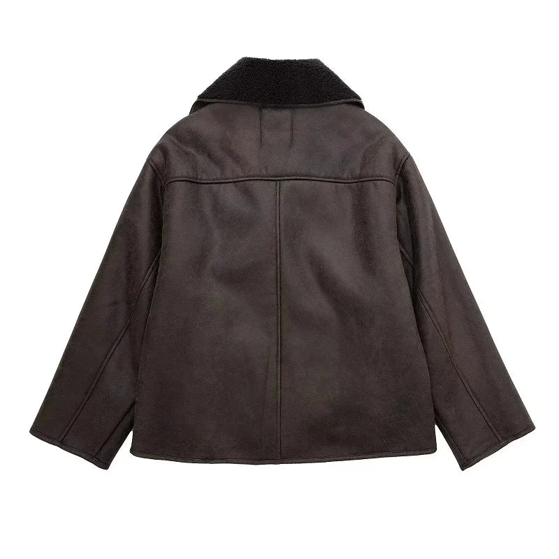 Women’s Oversized Faux Leather Bomber Jacket