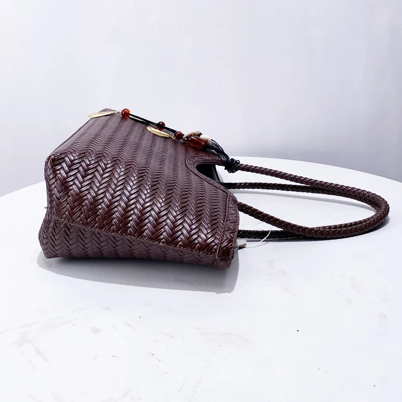 Imitation Braided Embossment Tote Bag For Women Luxury Designer Handbag 2025 New In Vintage With Inner Pocket Underarm Shoulder