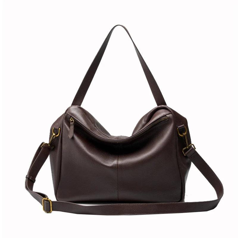 2026 New Large Capacity Women's Shoulder Bag Genuine Leather Tote Casual Handbag for University Students And Commuters Crossbody