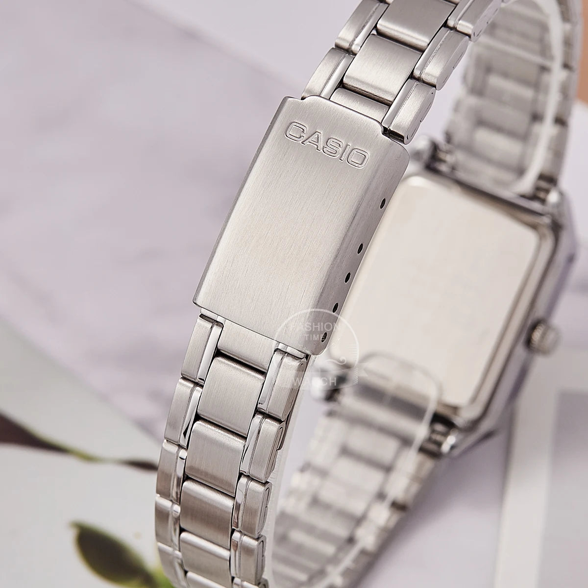 Casio Women’s Luxury Tonneau Silver Stainless Steel Watch - LTP-V007D