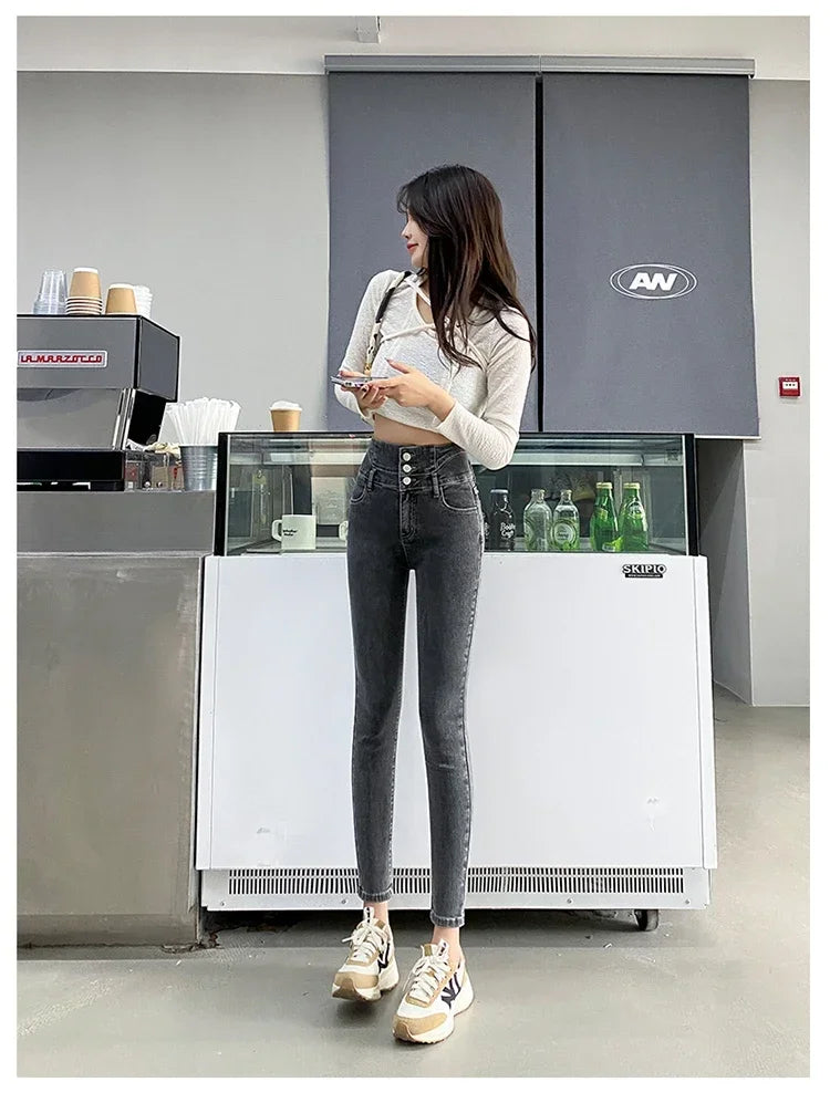 Women's High Waist Stretch Jeans – Slim Denim Pants