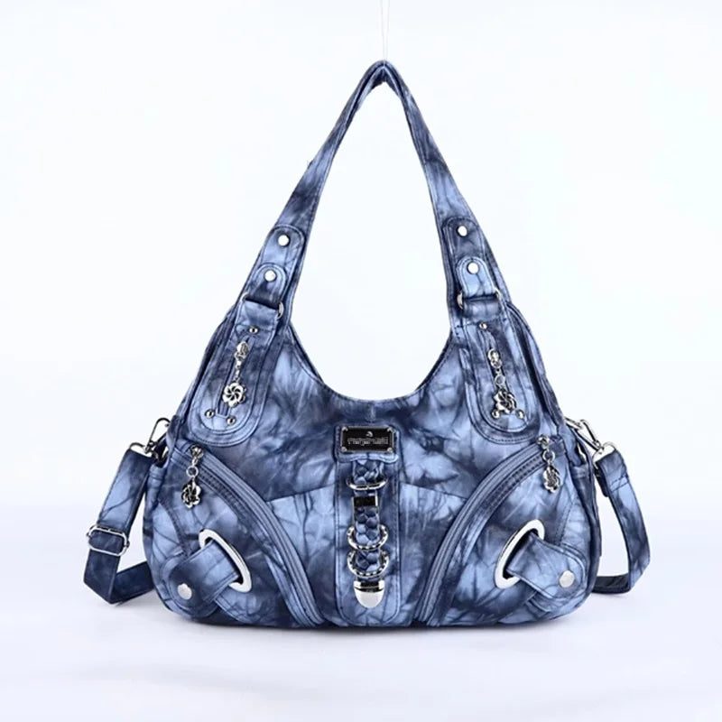 Angel kiss Women Handbags Fashion Shoulder Bag Large Black Tote Top-handle Shopping Pack Multiple Pockets Satchel Lady  Purse