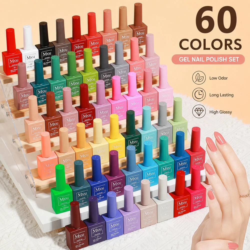 MXSI 60-Color Gel Nail Polish Kit – Glitter UV Set