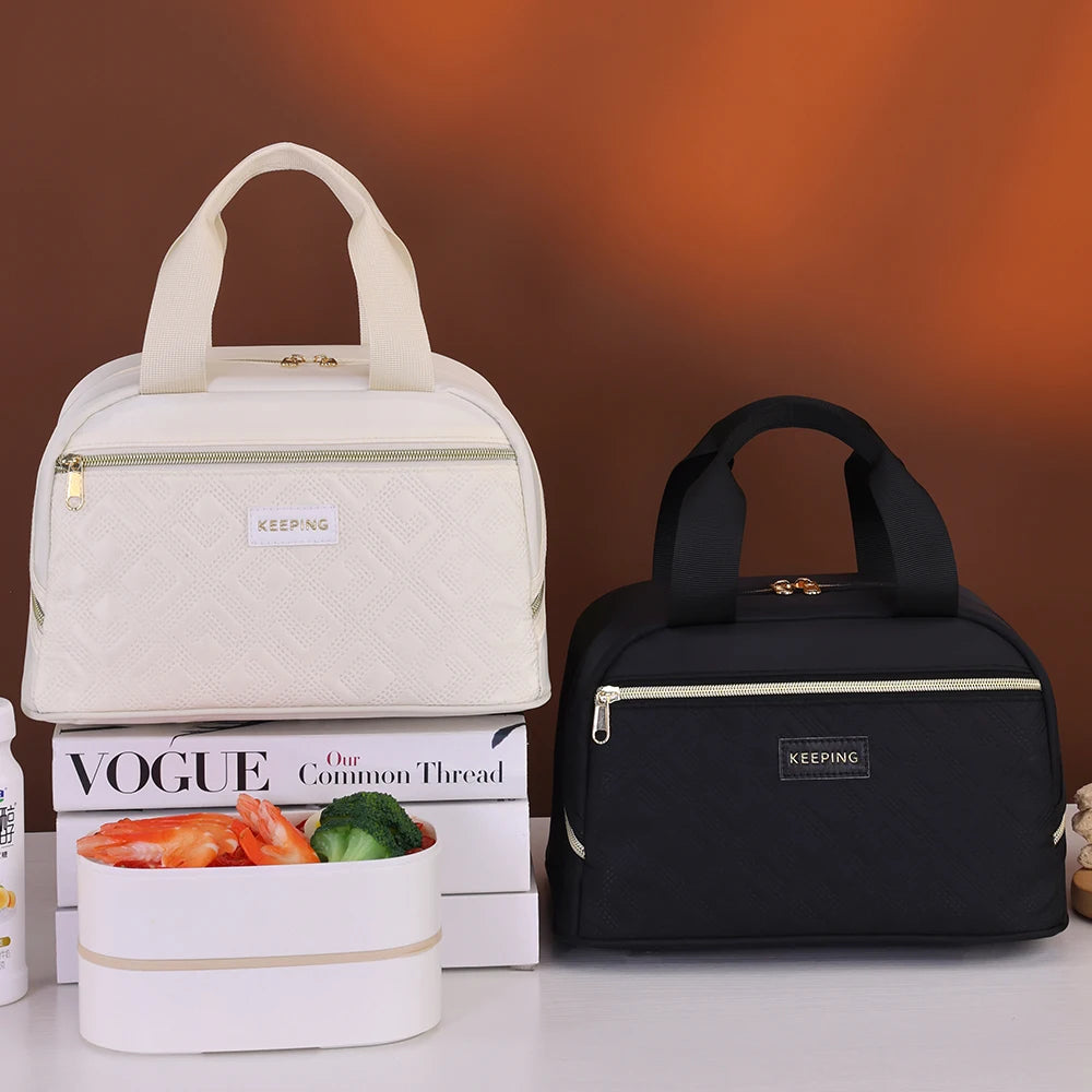 Portable Lunch Bag for OL Women Thermal Insulated Lunch Box Tote Cooler Handbag Waterproof Bento Pouch Office Food Shoulder Bags