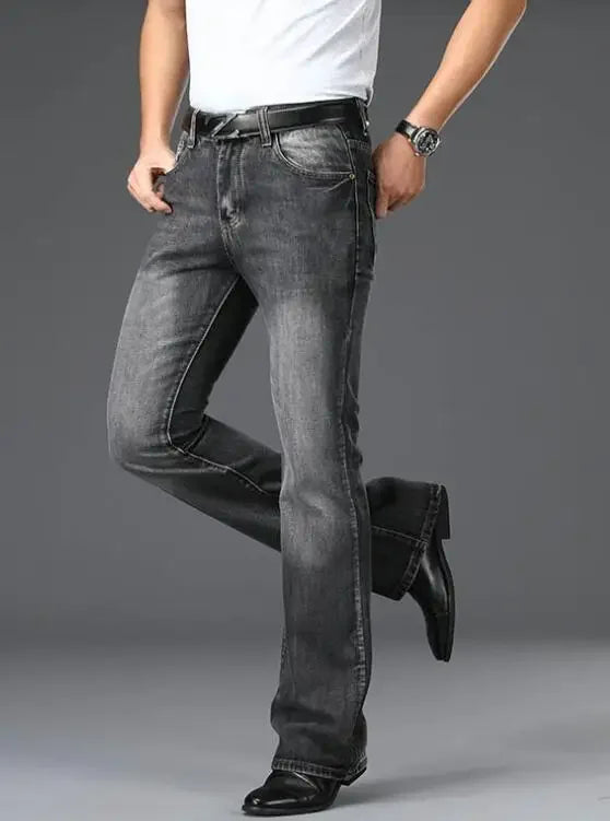 Men's Flared Jeans with Mid-Rise Waist