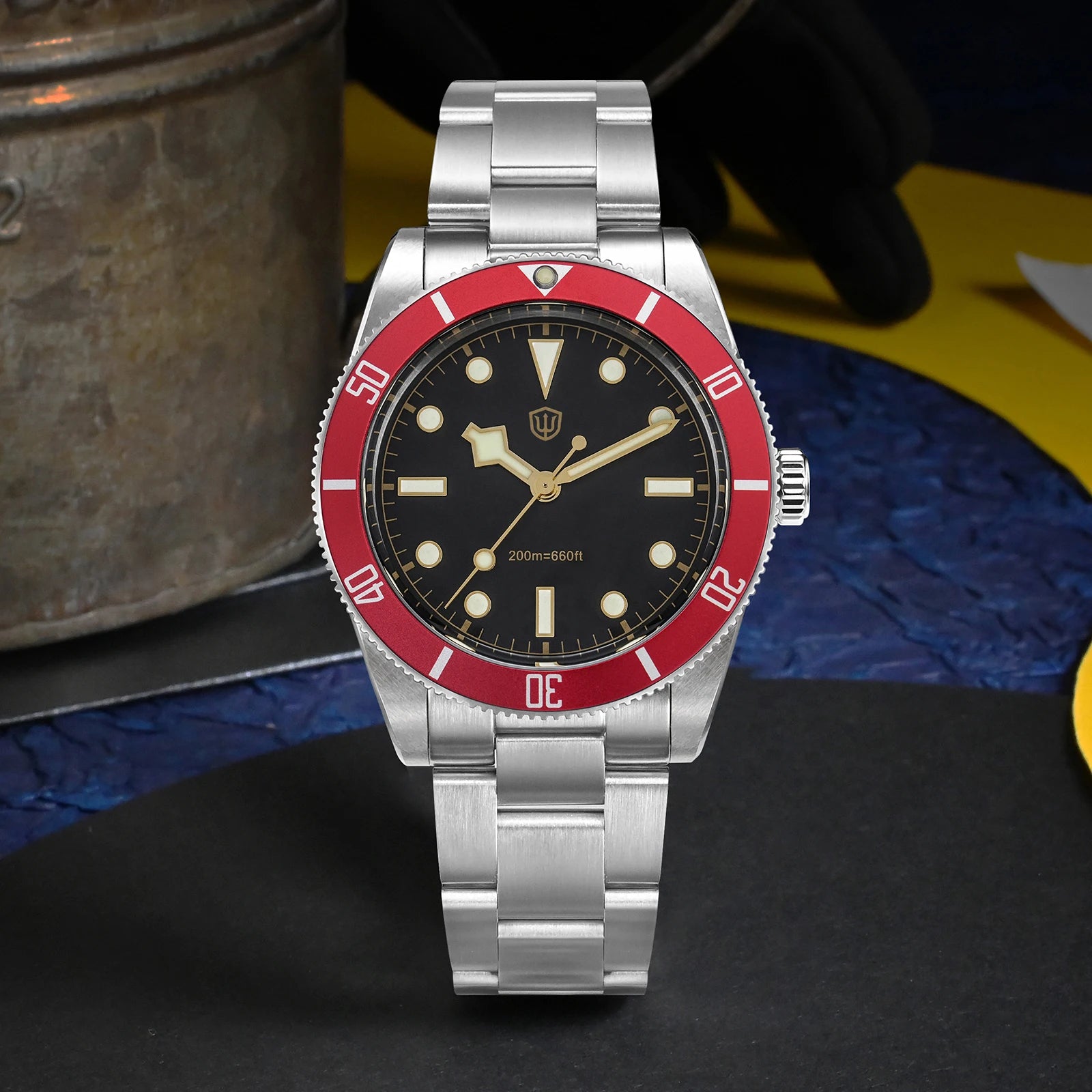 Watchdives WD7922 V2 BB54 Watch VH31 Sweep Second Movement Sapphire Crystal 20bar Waterproof C3 Luminous 37mm Vintage Watches
