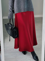 Women's Satin Maxi Skirt – Elegant Ankle-Length