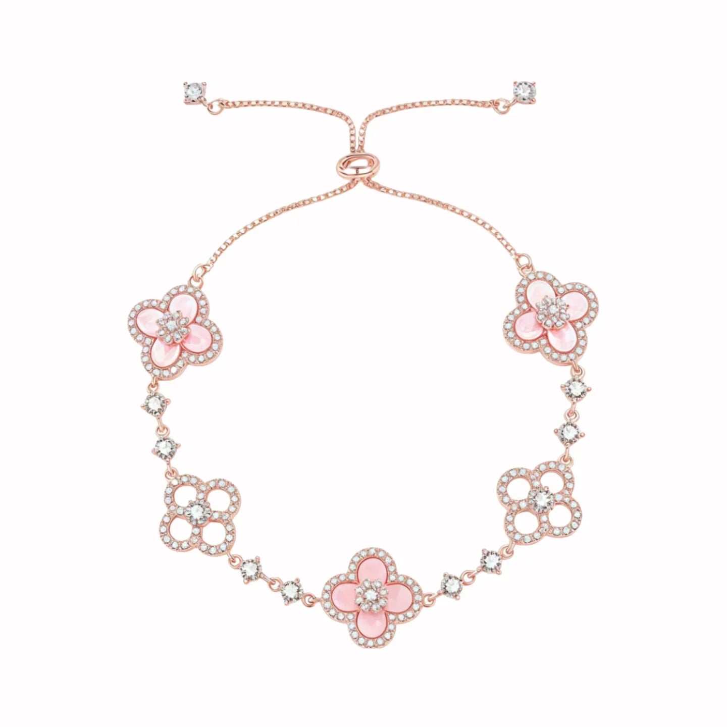 GLOSSMOON Sakura Cleef Bracelet Fashionable and Elegant Cherry Blossom Bracelet Does Not Change Color and Is Not Allergic  The Sakura Clover Bracelet showcases a multitude of brilliant diamonds, forming a luminous sparkle tha