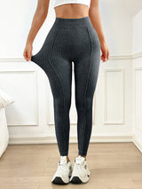 Women's Sand Wash Ribbed V-Back High Waist Yoga Leggings