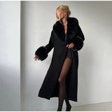Faux Fur Patchwork Woolen Overcoat