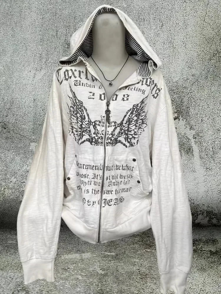 Y2K Harajuku Joker Graphic Zip-Up Hoodie
