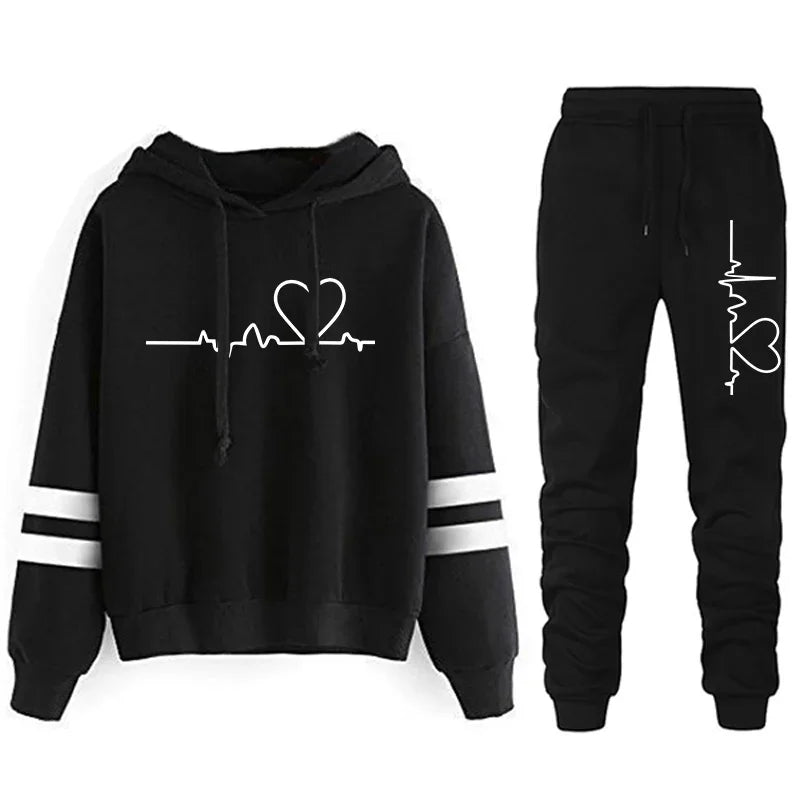 Womens Tracksuit Casual Stripe Versatile Sweatshirt Black Sweatpants Loose Print High Quality Outfits Single Piece Hoodies Pants