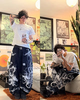 Pink Dragon Streetwear Gothic Baggy Jeans