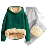 Men’s Thickened Lamb Velvet Hoodie Set