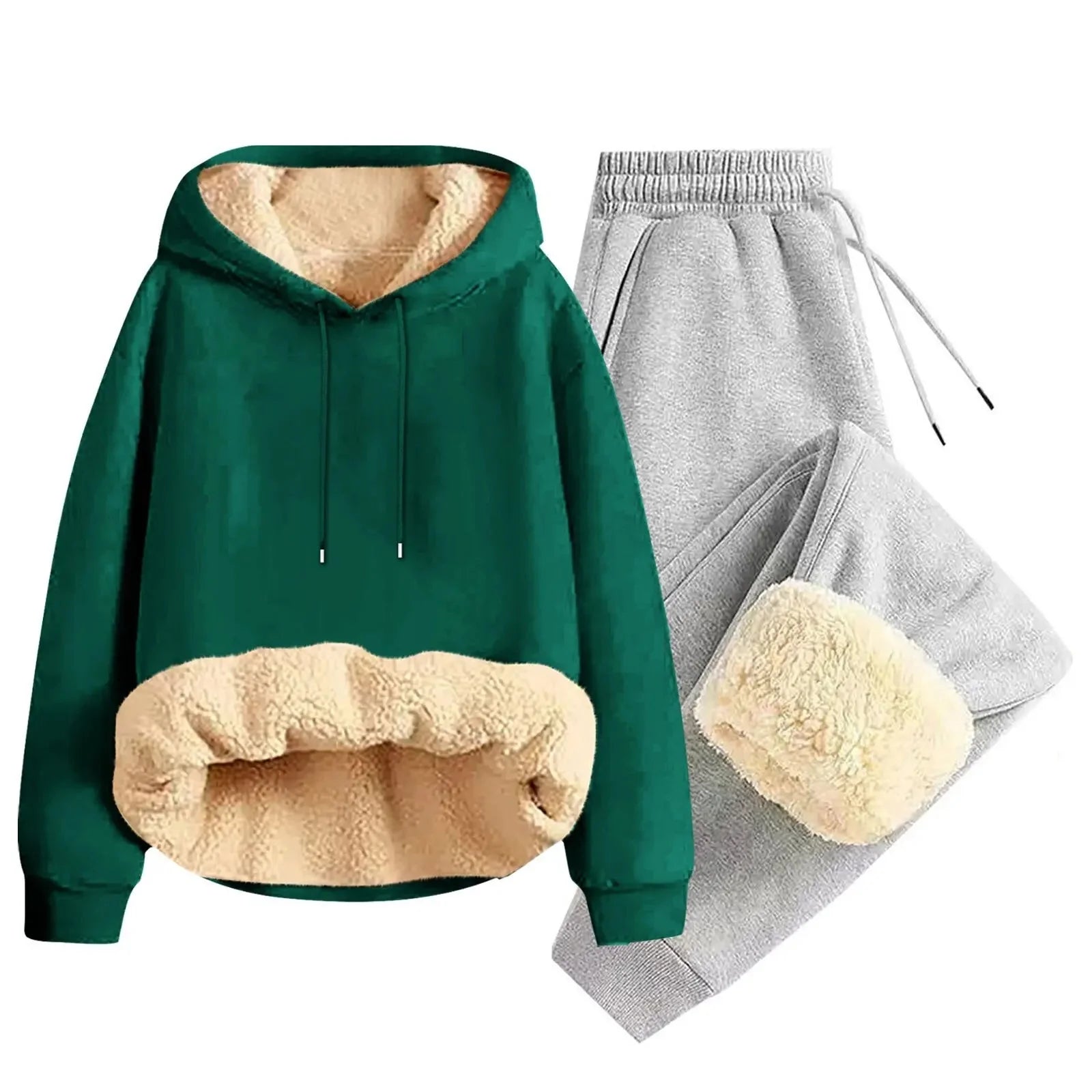 Men’s Thickened Lamb Velvet Hoodie Set