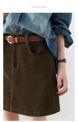 Chic Ven Women's Corduroy A-Line Mini Skirt