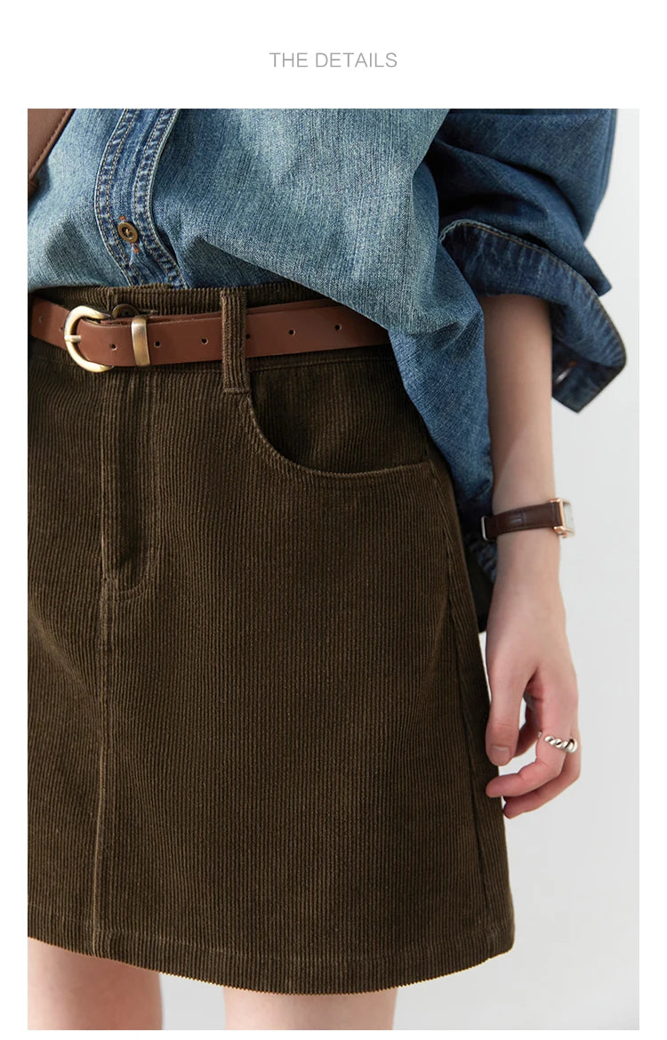 Chic Ven Women's Corduroy A-Line Mini Skirt