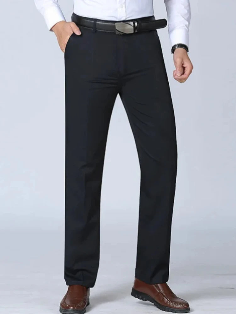 Men's Cotton Straight-Leg Casual Trousers