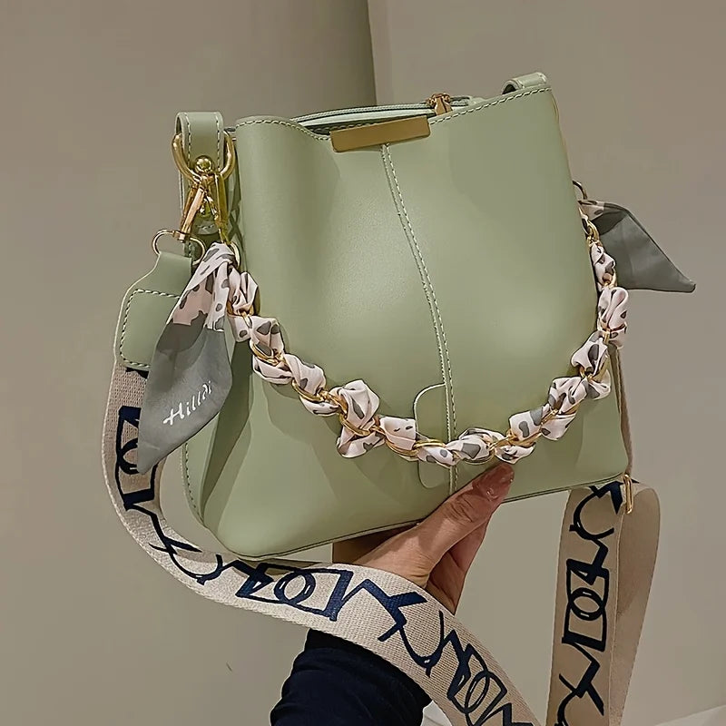 Ribbon Chain Large Capacity Bucket Bag