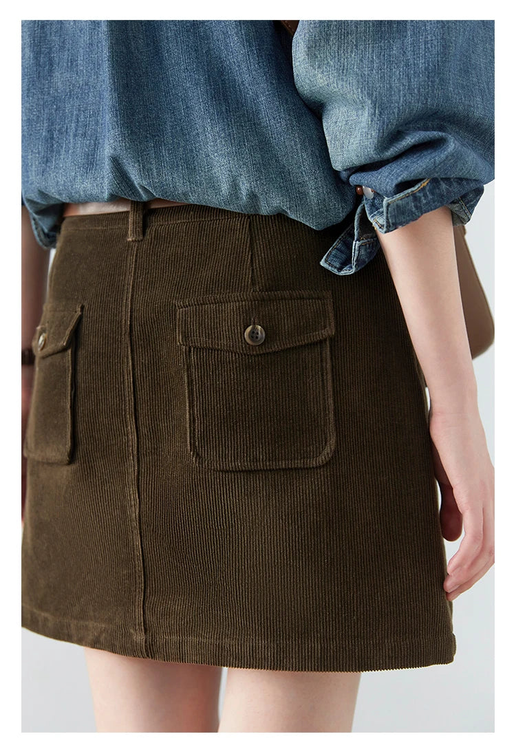 Chic Ven Women's Corduroy A-Line Mini Skirt
