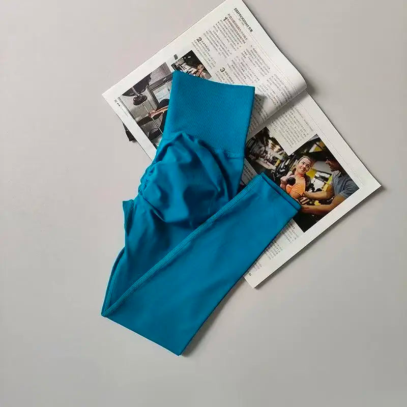 Seamless Sport Yoga High Waist Pants Leggings Sport See Through Yoga Gym Running Quick Dry Pants Scrunch Butt Pants