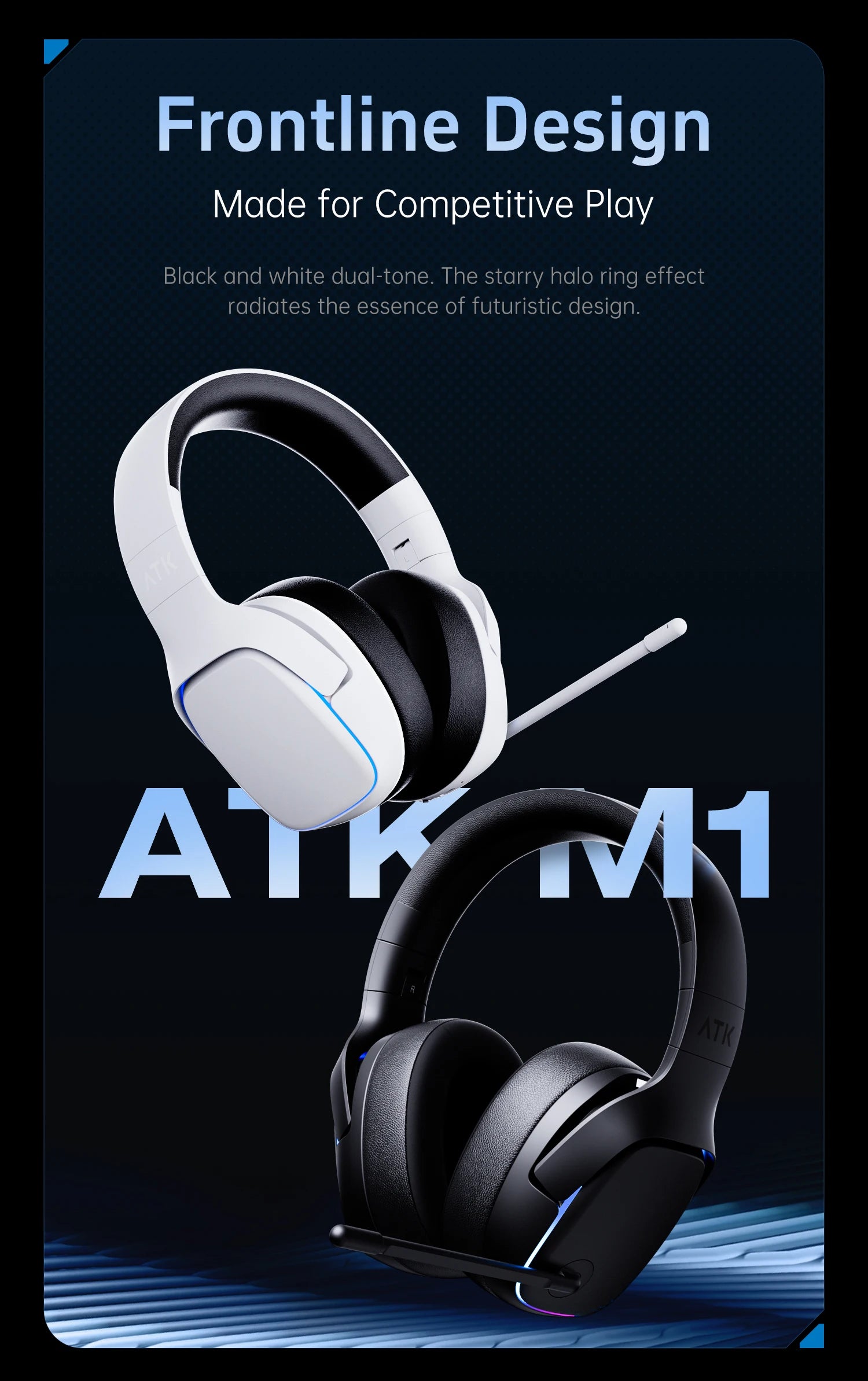 ATK N9 Game Headset Three Mode Wireless Headworn PS5  PC Gaming Headset Microphone Virtual 7.1 Surround Noise Reduction Headset