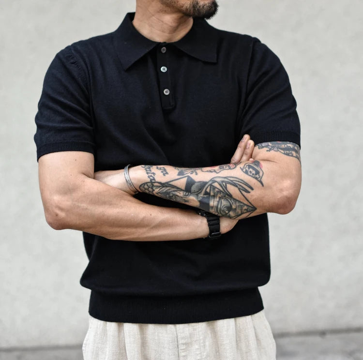 SauceZhan Knit Polo Shirt – Men's Cotton Summer Tee
