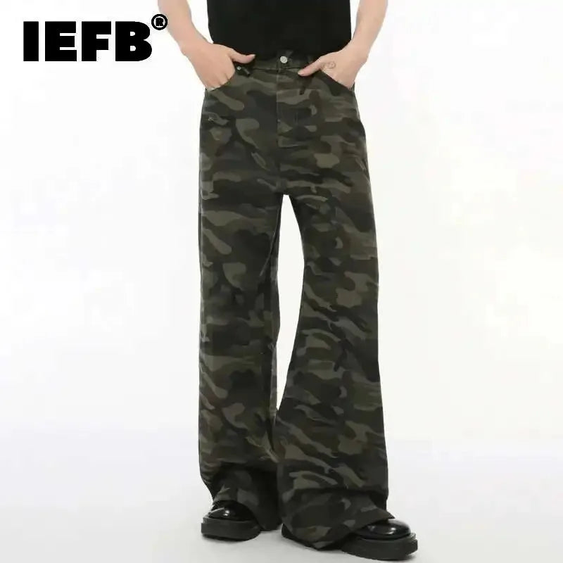 Vintage Camouflage Wide-Leg Men's Jeans