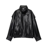 Women Fashion Leather Jacket Autumn Winter Loose Causal PU Faux Leather Jackets Coat Fashion Street Motorcycle Jackets