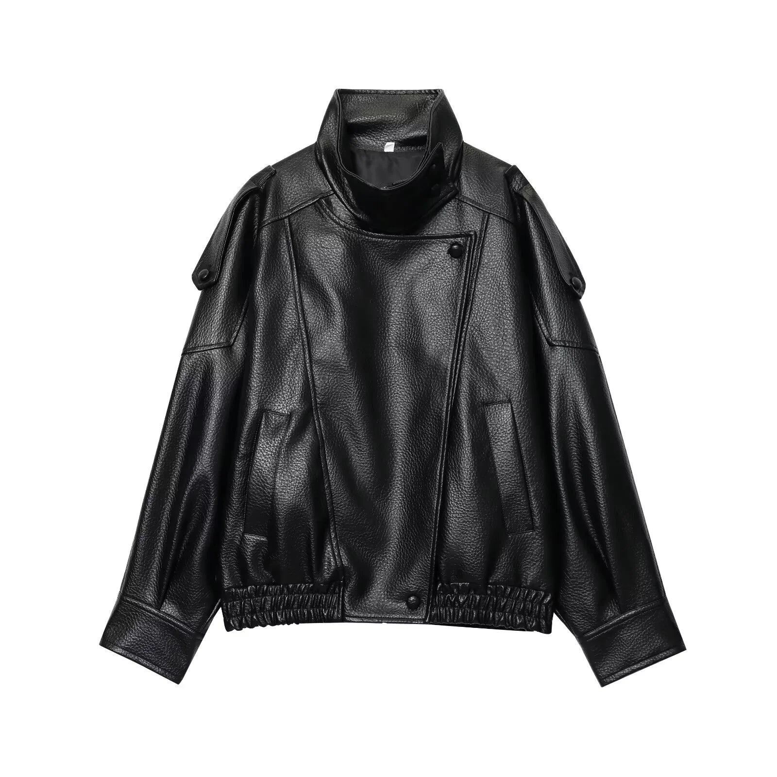 Women Fashion Leather Jacket Autumn Winter Loose Causal PU Faux Leather Jackets Coat Fashion Street Motorcycle Jackets