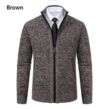 Men’s Fleece-Lined Stand Collar Cardigan