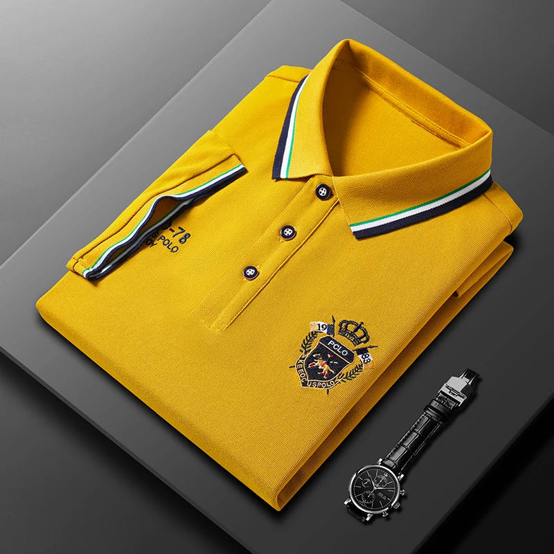 Men's Embroidered Polo Shirt – Casual Short Sleeve Top