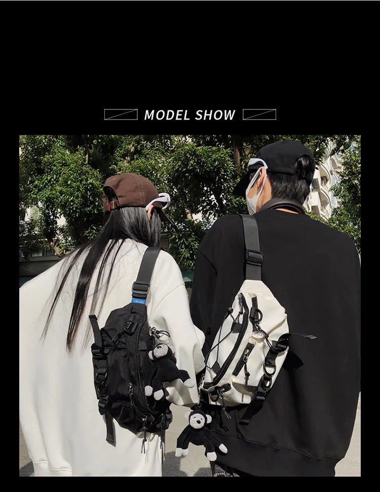 2024 Techwear Style Punk Hip Hop Single Shoulder Crossbody Bag Men Women Street Vintage Chest Bag Casual Sport Fanny Pack