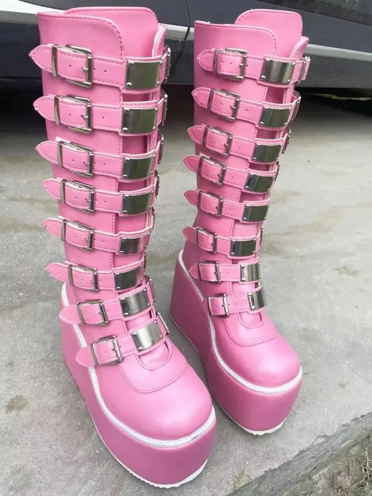 Gothic Platform Buckle Boots