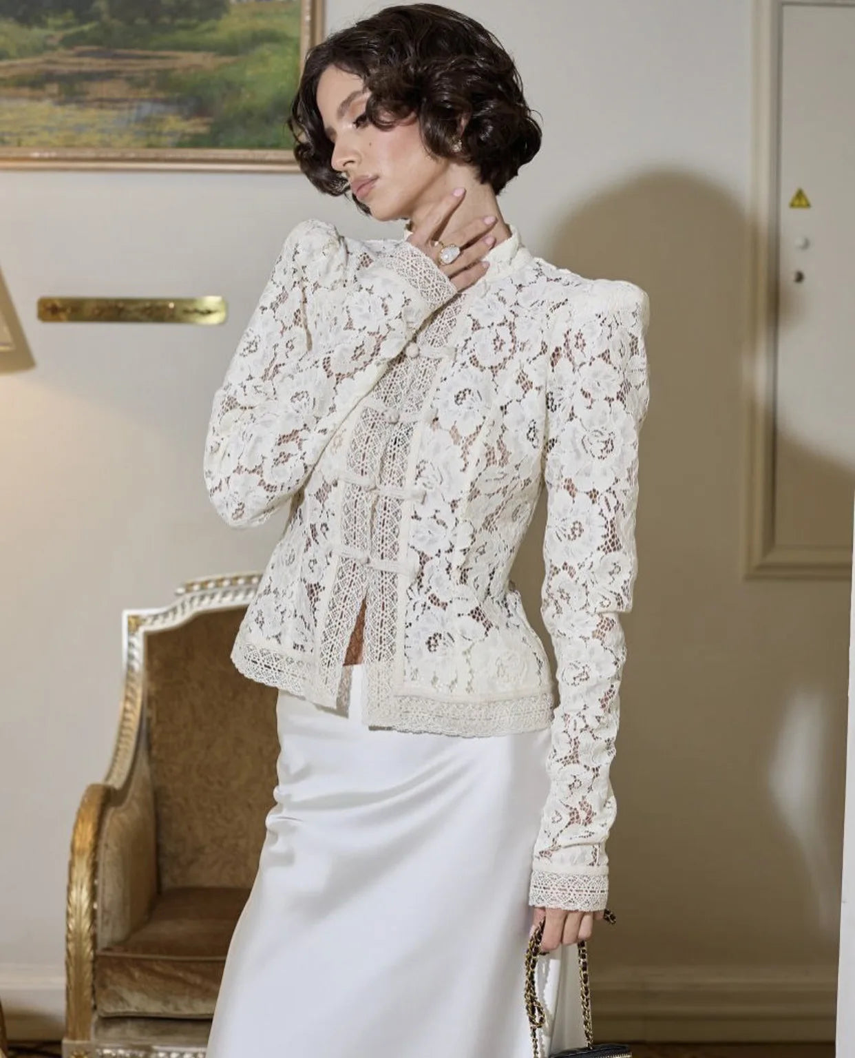 Summer Elegant Lace Hollow Out Party Blouse